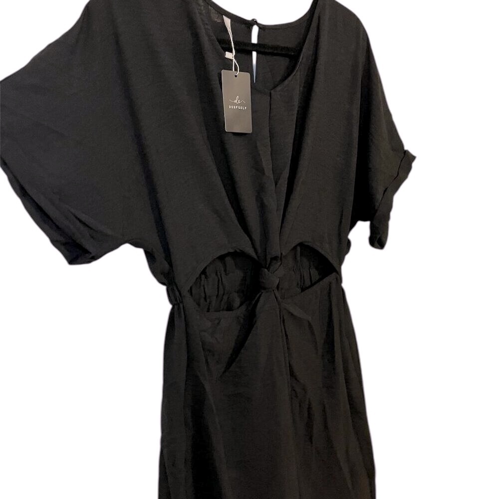 Chic Black Romper with Sleek Design Size: Small/Medium - Picture 2 of 5